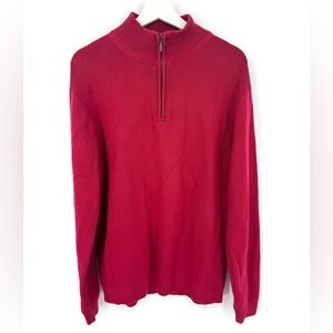 L.L.Bean‎ Men's Burgundy Quarter Zip Sweater Medium 100% Cotton Classic Pullover